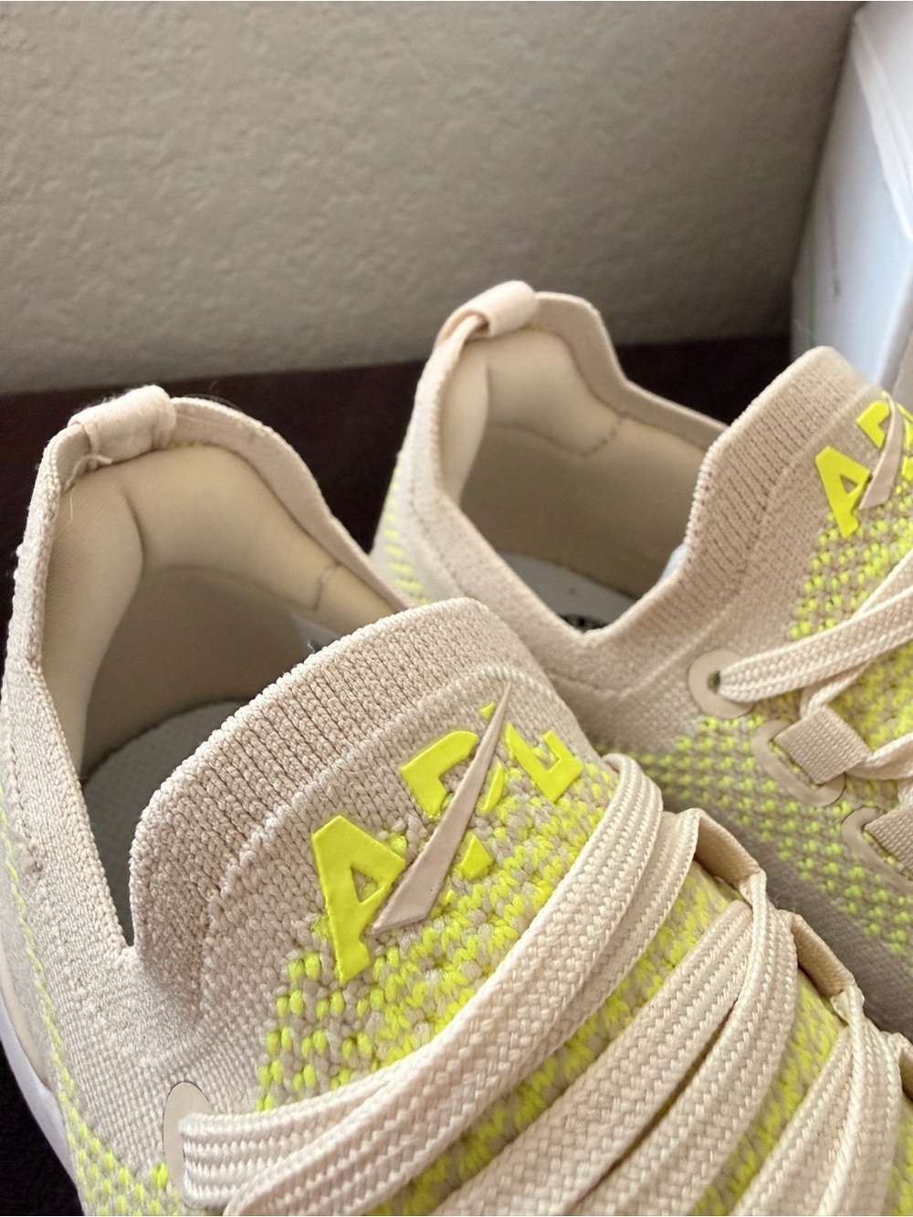 APL Women's Techloom Breeze Knit Sneakers in Cream and Neon Yellow - Picture 5 of 7